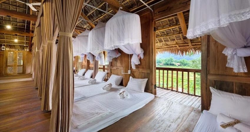 7 écolodges Pu Luong vue rizières terrasse Ciel Pu luong