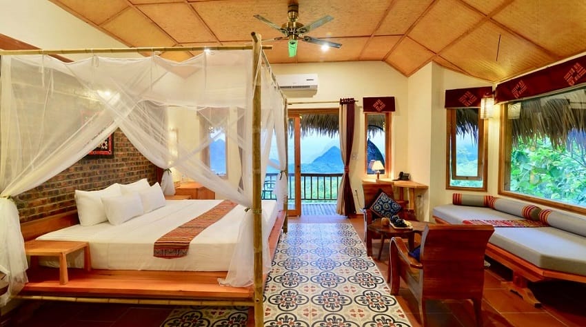 7 écolodges Pu Luong vue rizières terrasse Pu Luong Retreat