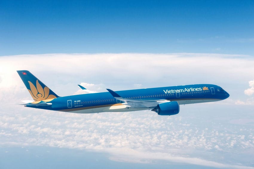 Avion de Vietnam Airlines en vol dans le ciel bleu